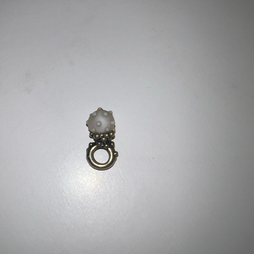 Elegant White glass and sterling silver pandora charm